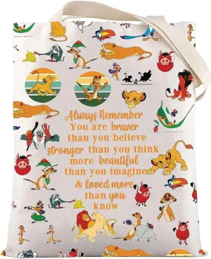 LEVLO Lion Cosmetic Make Up Bag Cartoon Lion Fans Gift You Are Braver Stronger Smarter Than You Think Cartoon Animal Zipper Pouch Bag
