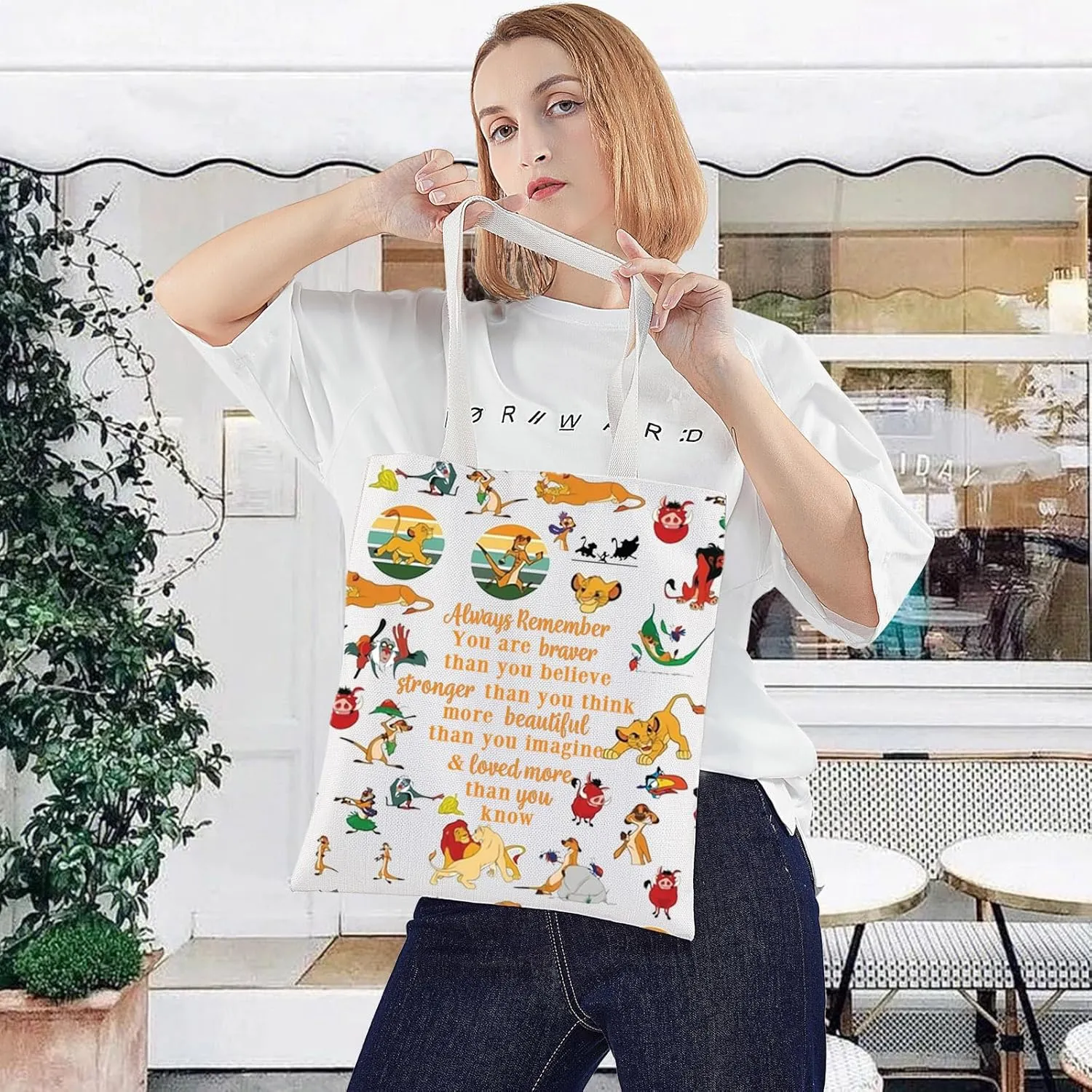 LEVLO Lion Cosmetic Make Up Bag Cartoon Lion Fans Gift You Are Braver Stronger Smarter Than You Think Cartoon Animal Zipper Pouch Bag