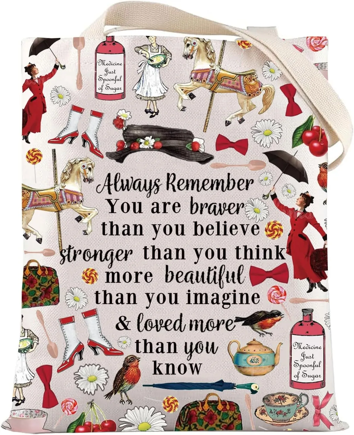 LEVLO Mary Movie Cosmetic Makeup Bag - You Are Braver Stronger Smarter Than You Think - Zipper Pouch for Women Girls (Always Mary Tote)