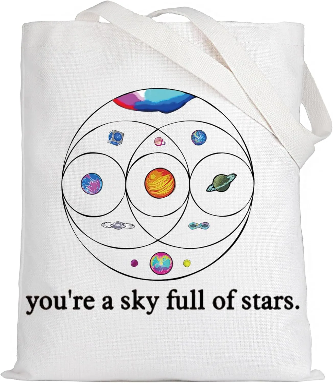 LEVLO Music Band Cosmetic Make Up Bag Star Moon Sun Lover Gift You'Re a Sky Full Of Stars Make Up Zipper Bag For Women Girls