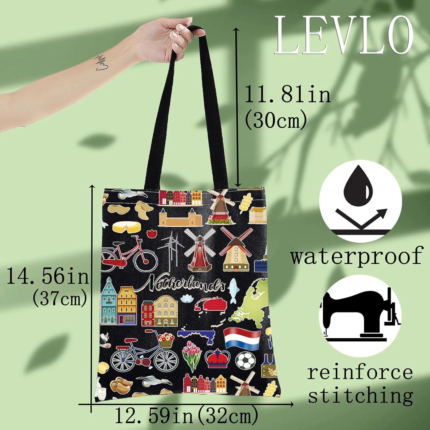 LEVLO Netherlands Map Iconic Traditional Souvenir Gift Holland Travel Pouch Bag Netherlands Vacation Gift