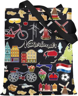 LEVLO Netherlands Map Iconic Traditional Souvenir Gift Holland Travel Pouch Bag Netherlands Vacation Gift