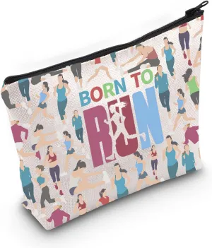 LEVLO Running Girls Cosmetic Make Up Bag Runner Gifts Idea Born To Run Makeup Zipper Pouch Bag For Women Girls (To Run Bag)