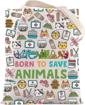 LEVLO Veterinarian Cosmetic Make Up Bag Veterinary Technician Gift Born To Save Animals Makeup Zipper Pouch Bag For Veterinarian Assistant Student (Save Animals F Tote)