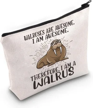 LEVLO Walrus Cosmetic Makeup Bag Walrus Lover Gift Walruses Are Awesome Makeup Zipper Pouch Bag For Walruses Fans (Walruses Are Awesome)