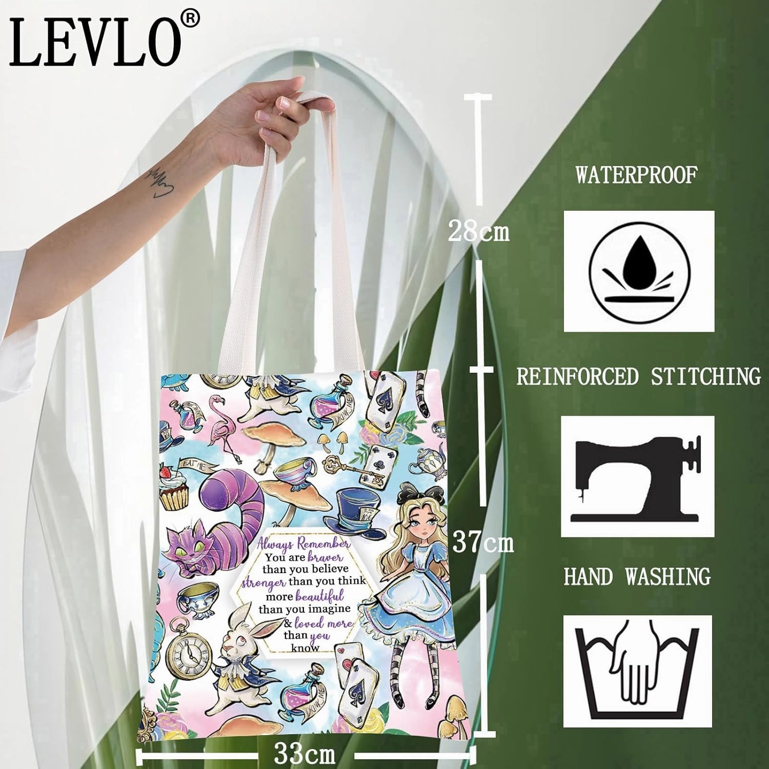 LEVLO Alice Movie Cosmetic Bag Fairy Tale Fans Gift Alice You Are Braver Stronger Smarter Than You Think Merch