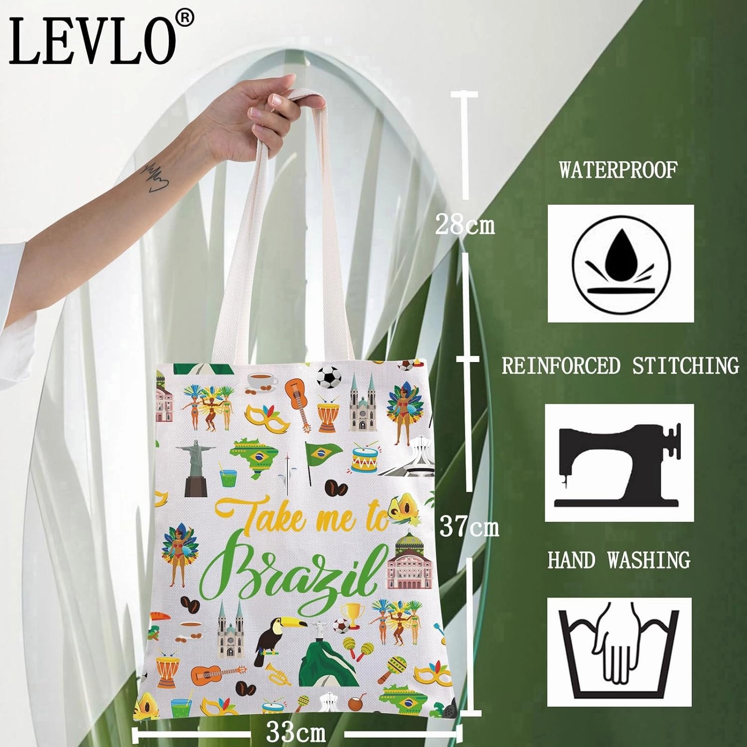 LEVLO Brazil Culture Travel Cosmetic Bag - World Cup Souvenir Gift Zipper Pouch For Traveler