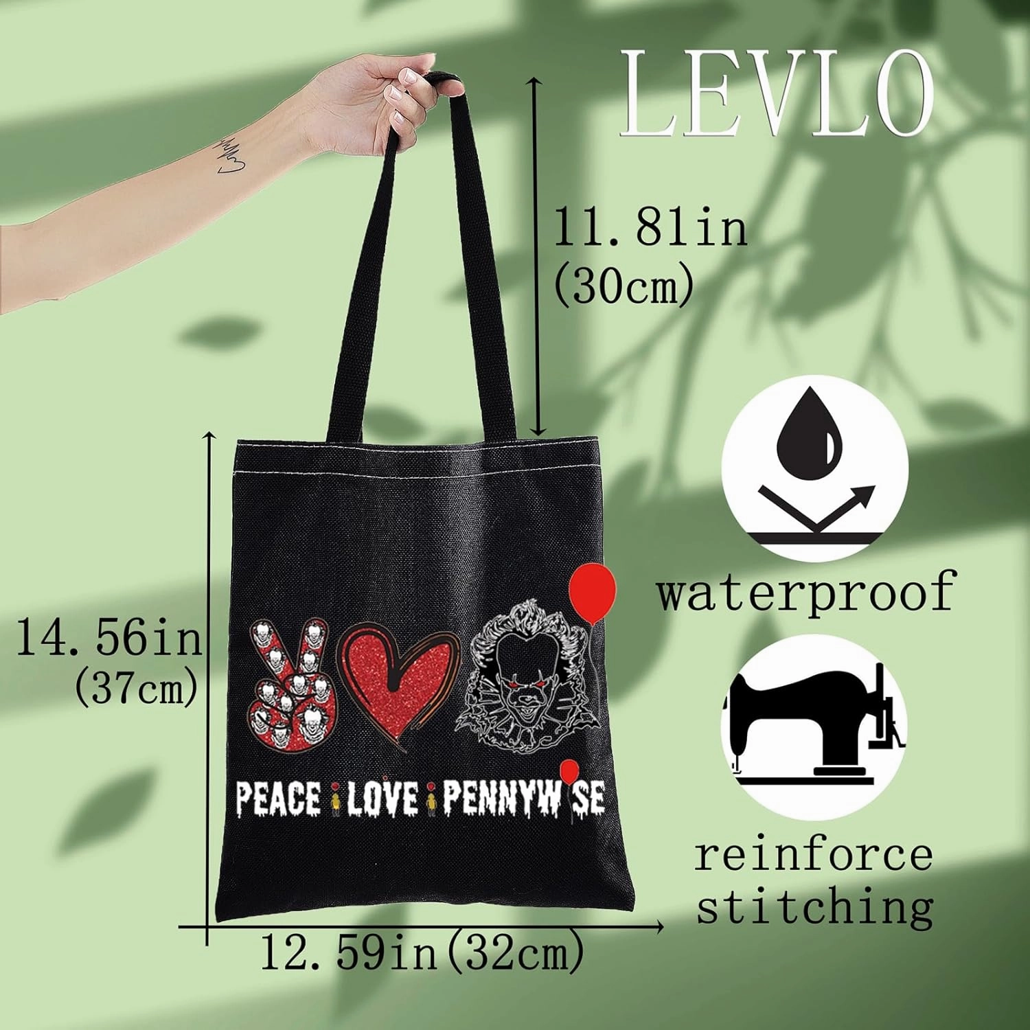 LEVLO Cosmetic Make Up Bag - Pennywise Lover Gift - Zipper Pouch - Horror Movie Gift