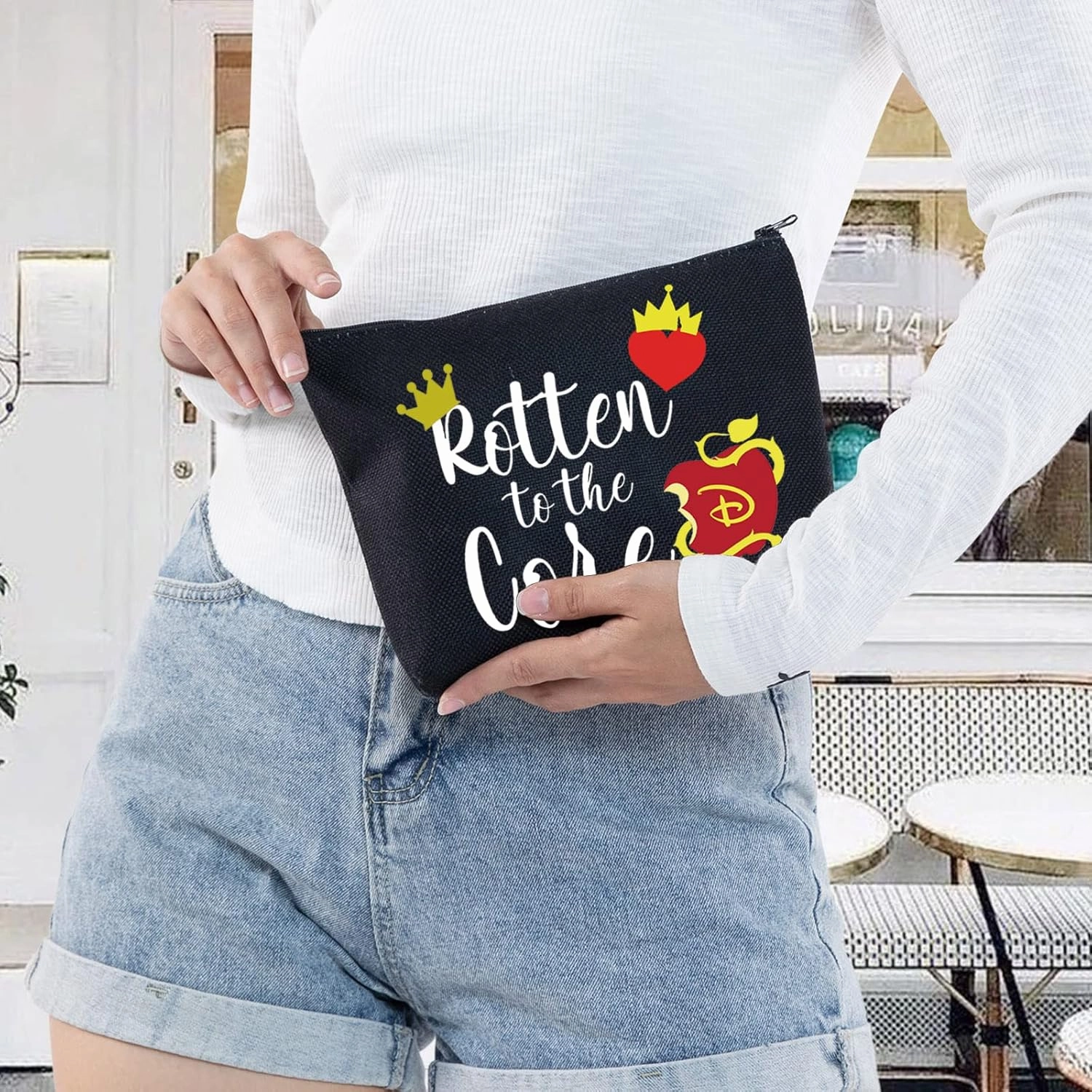 LEVLO Descendants Cosmetic Make Up Bag Descendants Fans Gift Rotten to the Core Makeup Zipper Pouch Bag For Friend Family (Core Black)