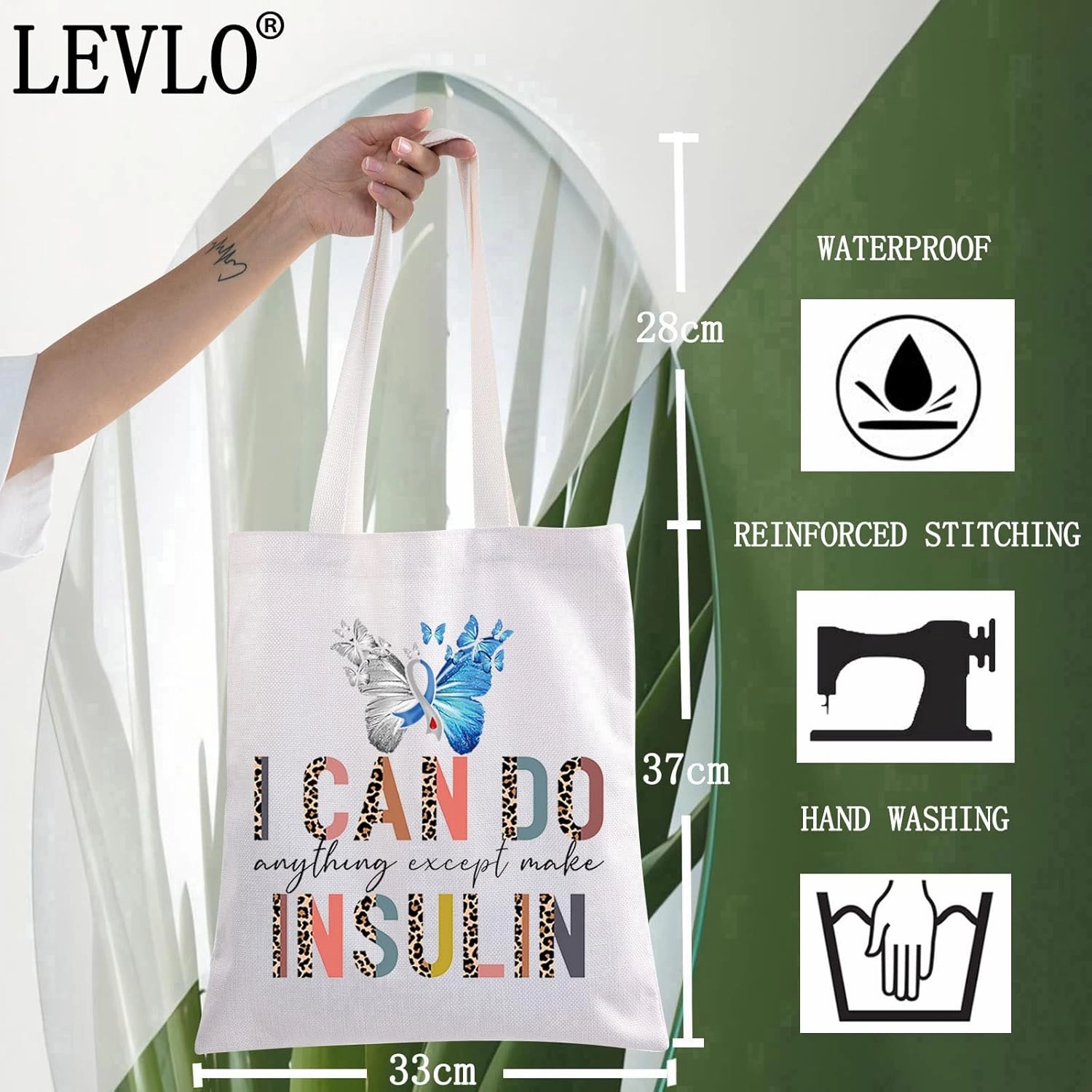 LEVLO Funny Diabetes Awareness Cosmetic Make Up Bag Diabetic Gift I Can Do Anything Except Make Insulin Makeup Zipper Pouch Bag For Women Girls