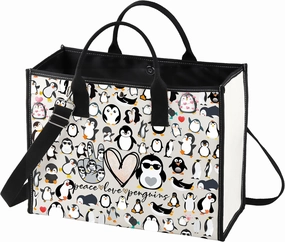 LEVLO Funny Penguins Cosmetic Make up Bag Animal Lover Gift Peace Love Penguins Makeup Zipper Pouch Bag Penguins Lover Gift For Women (Penguins LT)