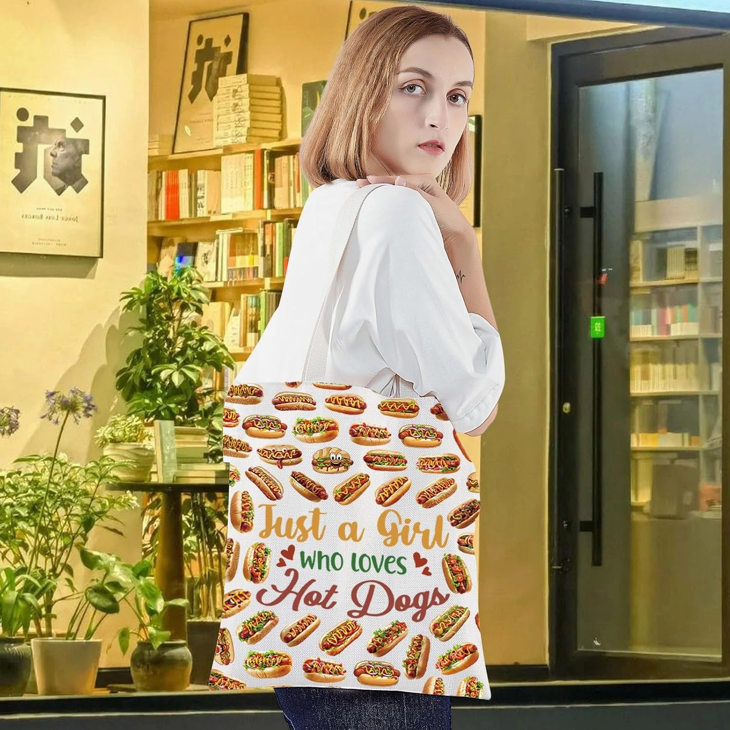 LEVLO Hot Dogs Cosmetic Bag - Food Lover Gift, Makeup Zipper Pouch for Girls Who Love Hot Dogs