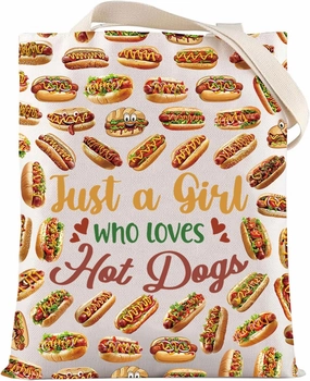 LEVLO Hot Dogs Cosmetic Bag - Food Lover Gift, Makeup Zipper Pouch for Girls Who Love Hot Dogs
