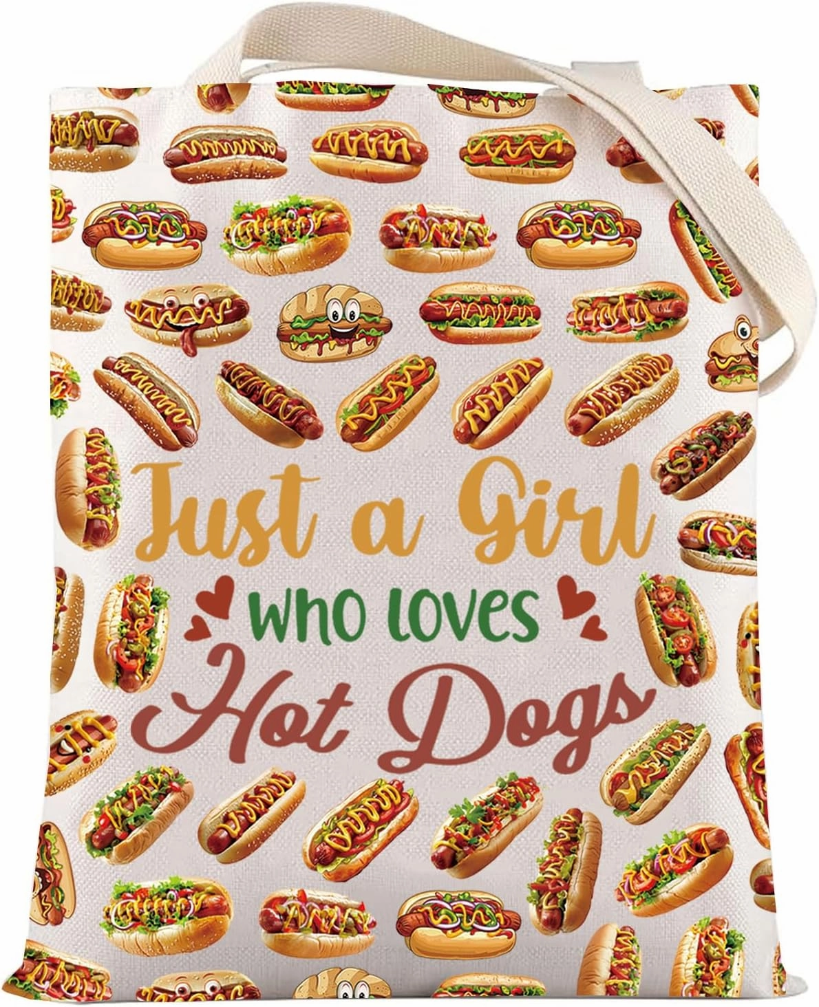 LEVLO Hot Dogs Cosmetic Bag - Food Lover Gift, Makeup Zipper Pouch for Girls Who Love Hot Dogs