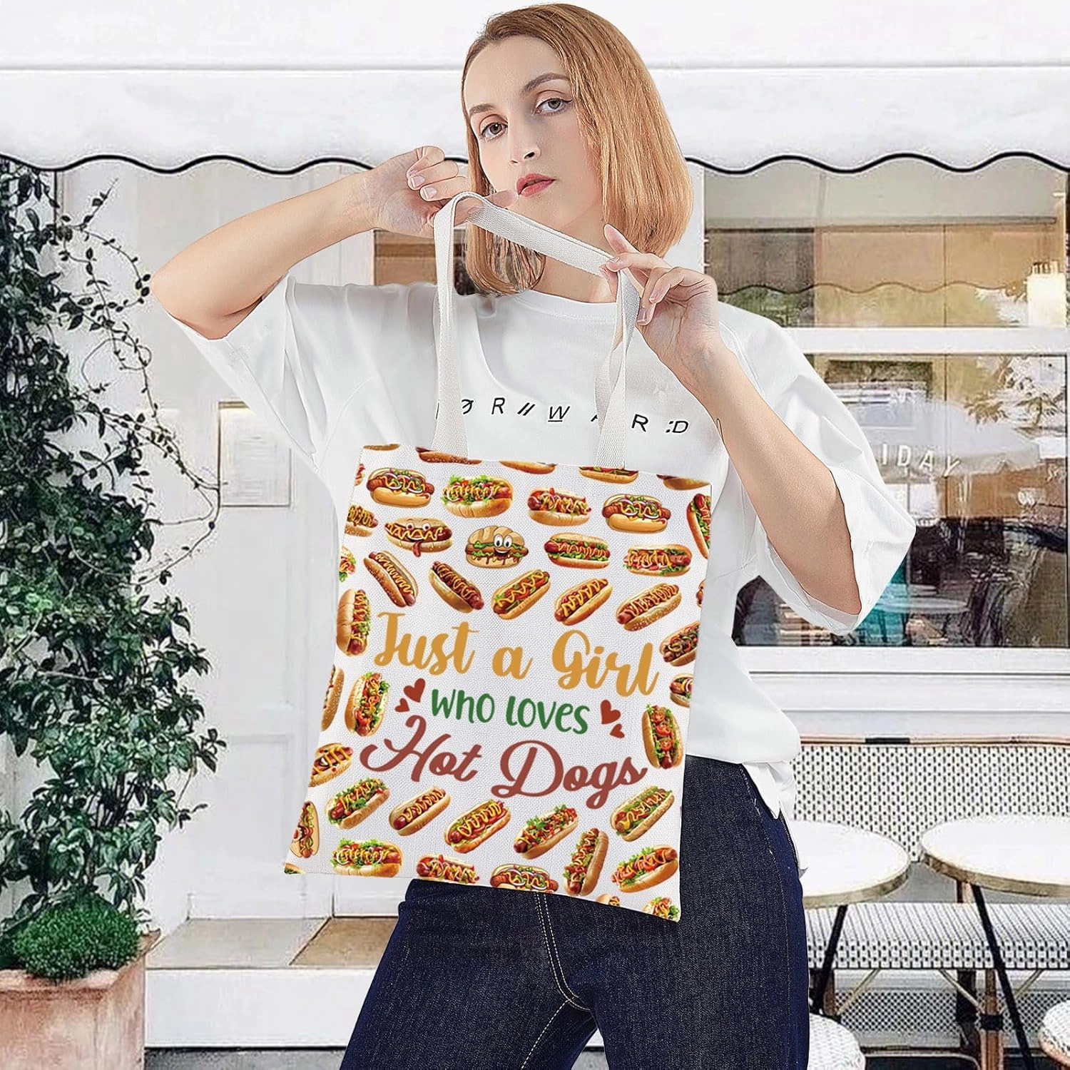 LEVLO Hot Dogs Cosmetic Bag - Food Lover Gift, Makeup Zipper Pouch for Girls Who Love Hot Dogs