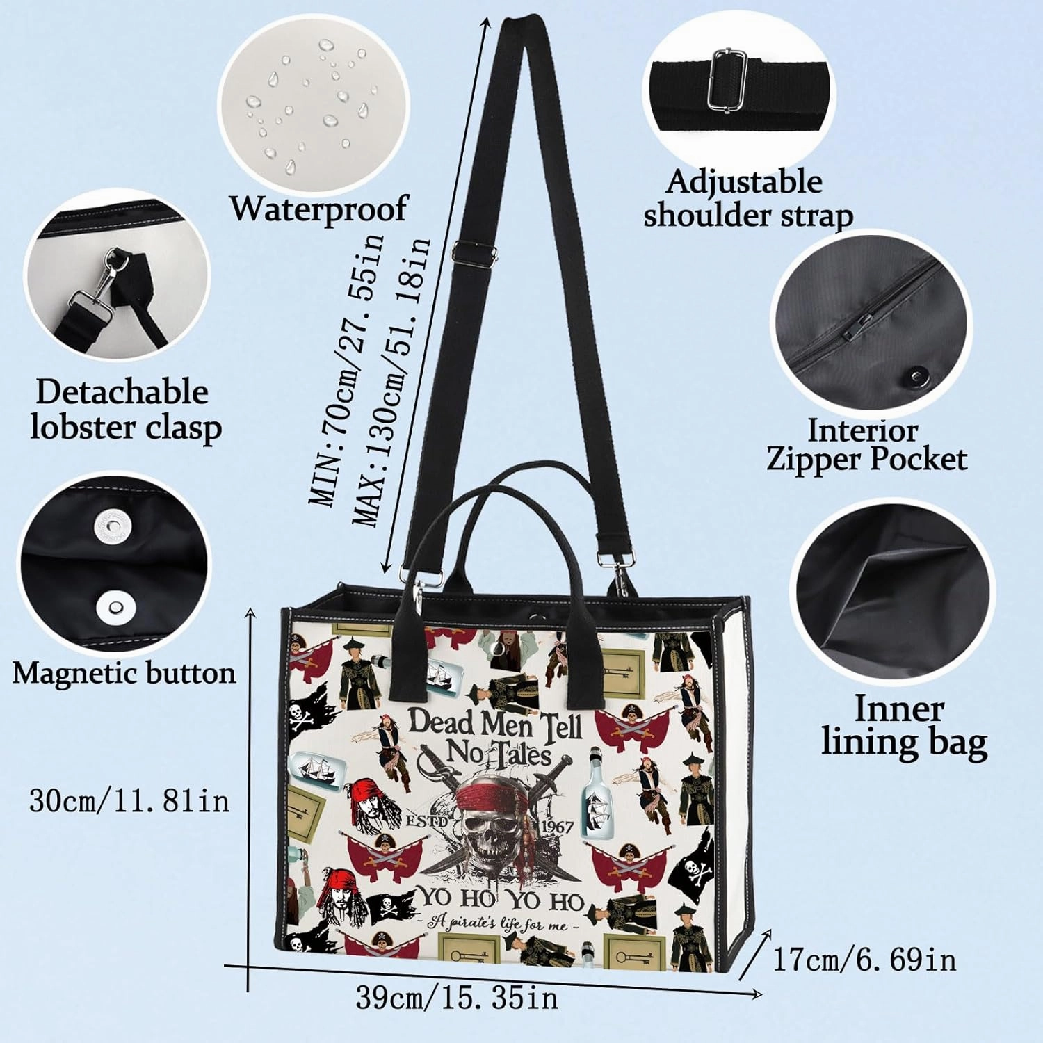 LEVLO Jack Sparrow Cosmetic Makeup Bag Angelica & Jack Fans Gift Dead Men Tell No Tales Toiletry Bag Pirate Lover Merchandise