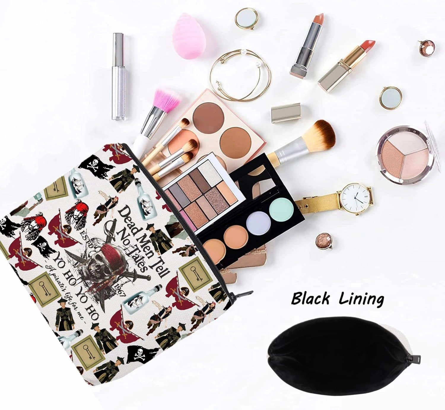 LEVLO Jack Sparrow Cosmetic Makeup Bag Angelica & Jack Fans Gift Dead Men Tell No Tales Toiletry Bag Pirate Lover Merchandise