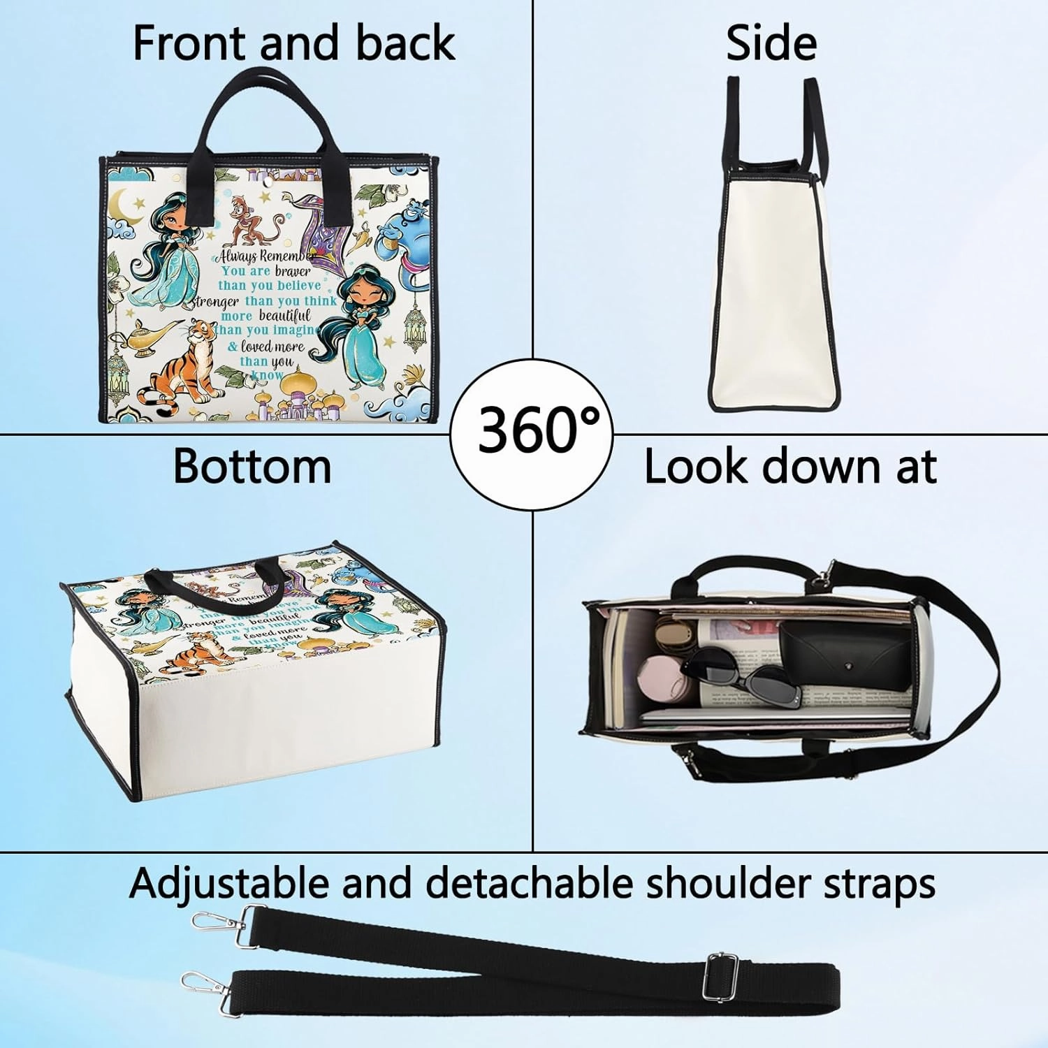 LEVLO Jasmine Princess Cosmetic Make Up Bag Jasmine Fans Gift Jasmine Zipper Pouch Bag For Movie Fans (Always Jasmine LT)