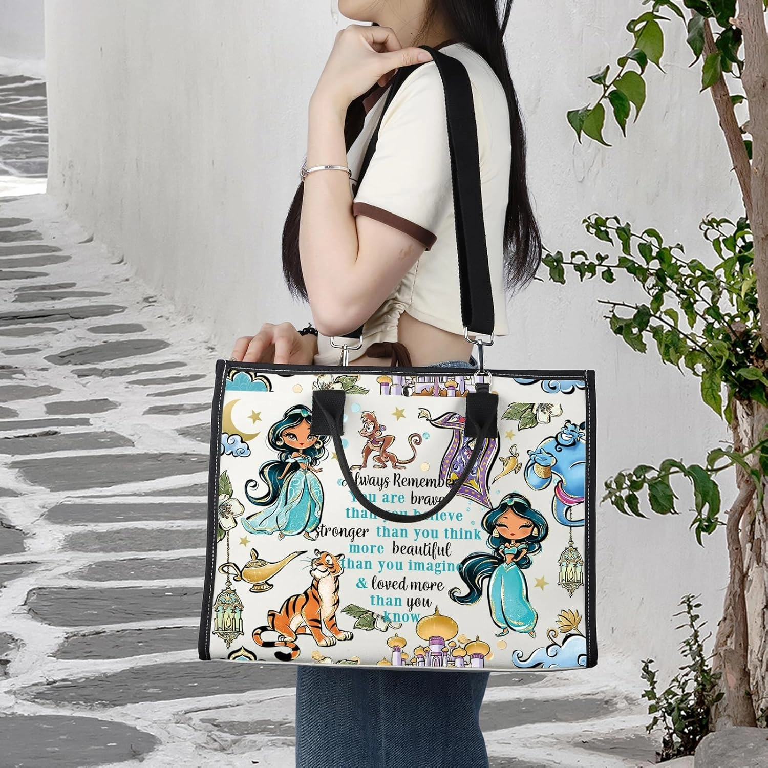 LEVLO Jasmine Princess Cosmetic Make Up Bag Jasmine Fans Gift Jasmine Zipper Pouch Bag For Movie Fans (Always Jasmine LT)