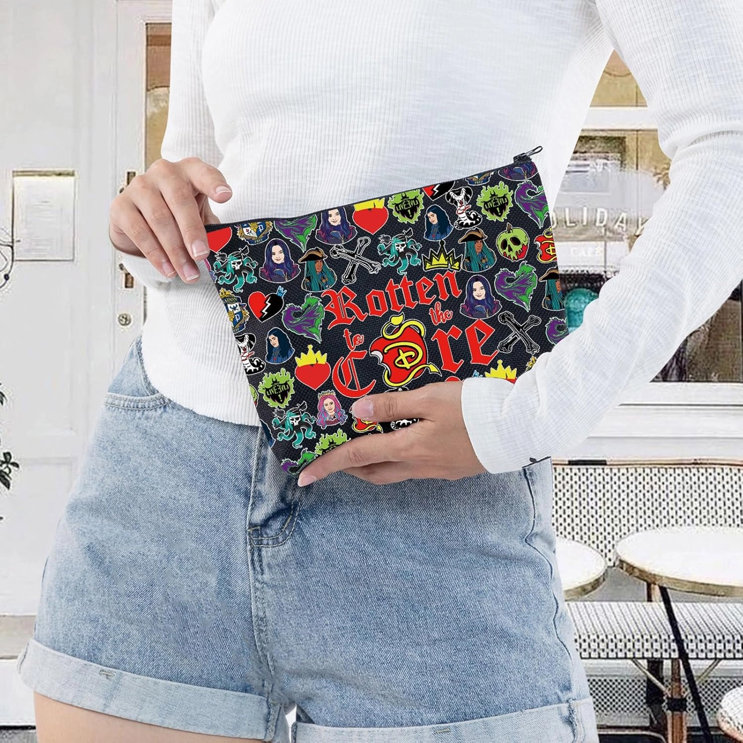 LEVLO Jay Cosmetic Make Up Bag Carlos Fans Gift Rotten to the Core Mal Makeup Zipper Pouch Bag Jay & Mal Movie Merch (Core B Full)