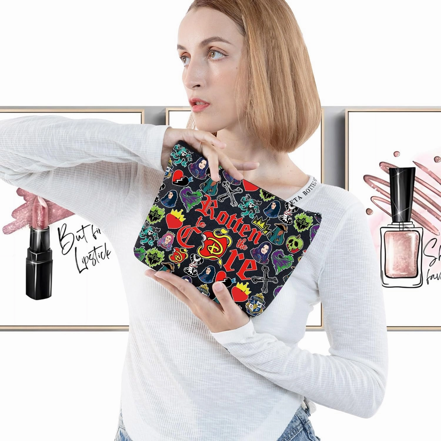 LEVLO Jay Cosmetic Make Up Bag Carlos Fans Gift Rotten to the Core Mal Makeup Zipper Pouch Bag Jay & Mal Movie Merch (Core B Full)