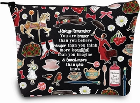 LEVLO Mary Movie Cosmetic Make up Bag Mary Fans Gift You Are Braver Stronger Smarter Than You Think Makeup Zipper Pouch Bag For Women Girls (Always Mary Black)