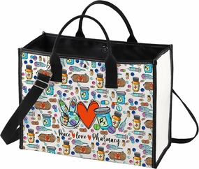 LEVLO Pharmacist RX Cosmetic Make up Bag Pharmacy Technician Gift Peace Love Pharmacy Makeup Zipper Pouch Bag For Graduation Birthday (Pharmacy LT)
