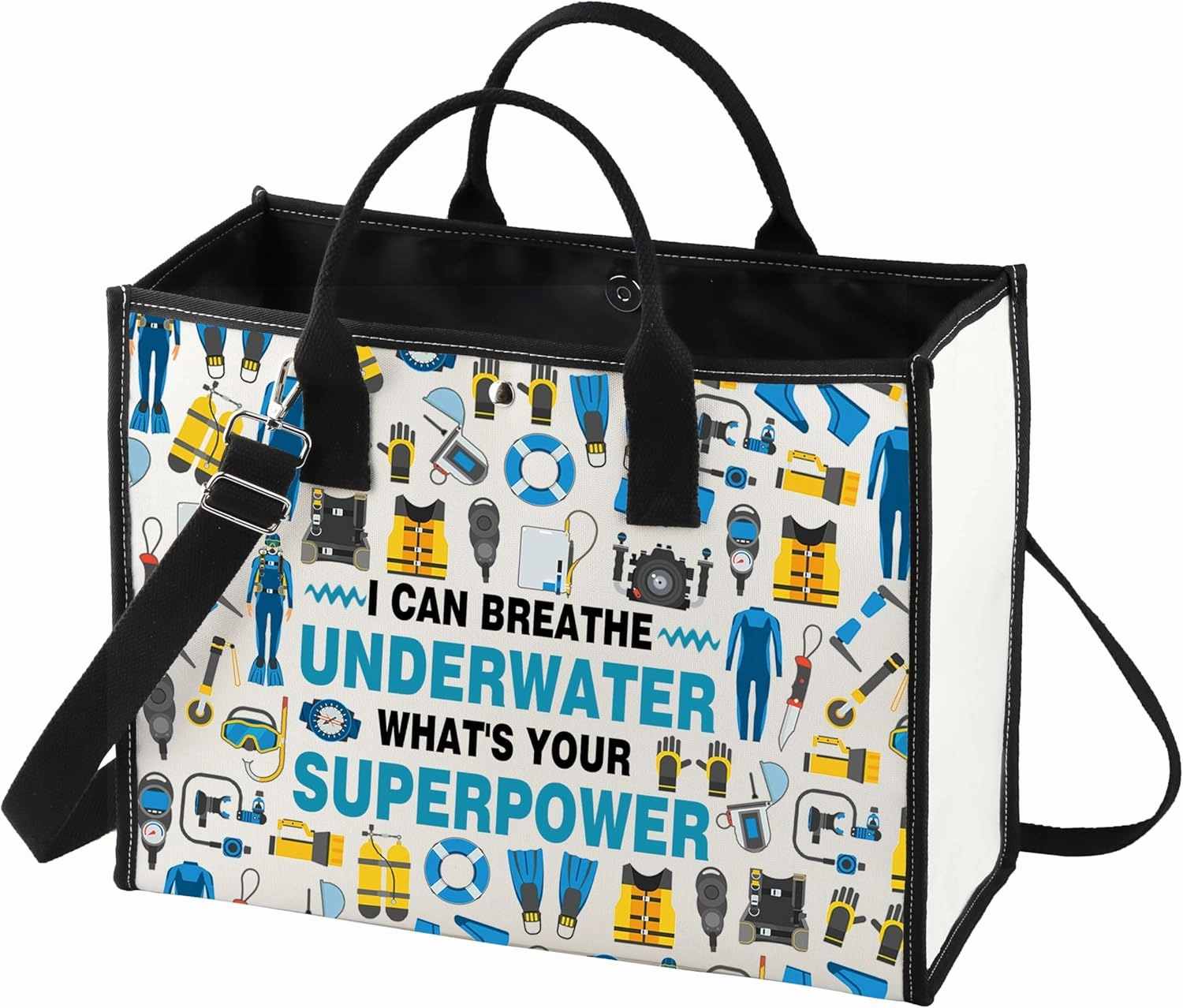 LEVLO Scuba Diving Cosmetic Bag Diving Lover Gift I Can Breathe Underwater What's Your Superpower Make up Zipper Pouch Bag For Scuba Diver (I Can Breathe LT)