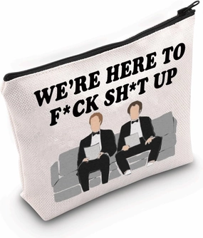 LEVLO Step Brother TV Show Cosmetic Make Up Bag Brennan Dale Fans Gift We're Here To f*ck sh*t up Step Brothers Makeup Zipper Pouch Bag For Friend Family (We're Here)