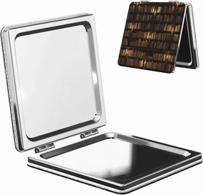 Library Bookshelf Book Women Small Pocket Makeup Mirror Compact Portable Folding Handheld Makeup Mirror