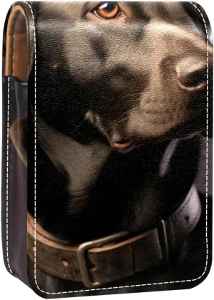 Lipstick Case,Leather Lip Gloss Lipstick Organizer with Mirror,Mini Lipstick Holder Bag,Black Dog Outdoors