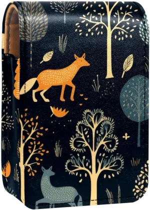 Lipstick Case,Leather Lip Gloss Lipstick Organizer with Mirror,Mini Lipstick Holder Bag,Cartoon an Animal Tree