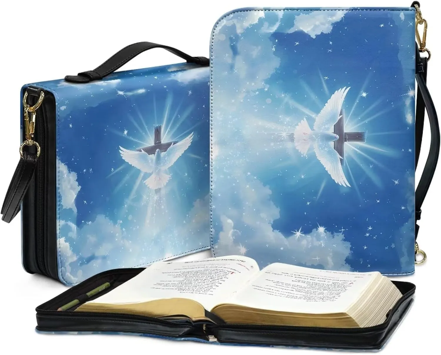 Lotusorchid Bible Case for Women, Bible Tote Bag for Men, Bible Accessories with Shoulder Strap