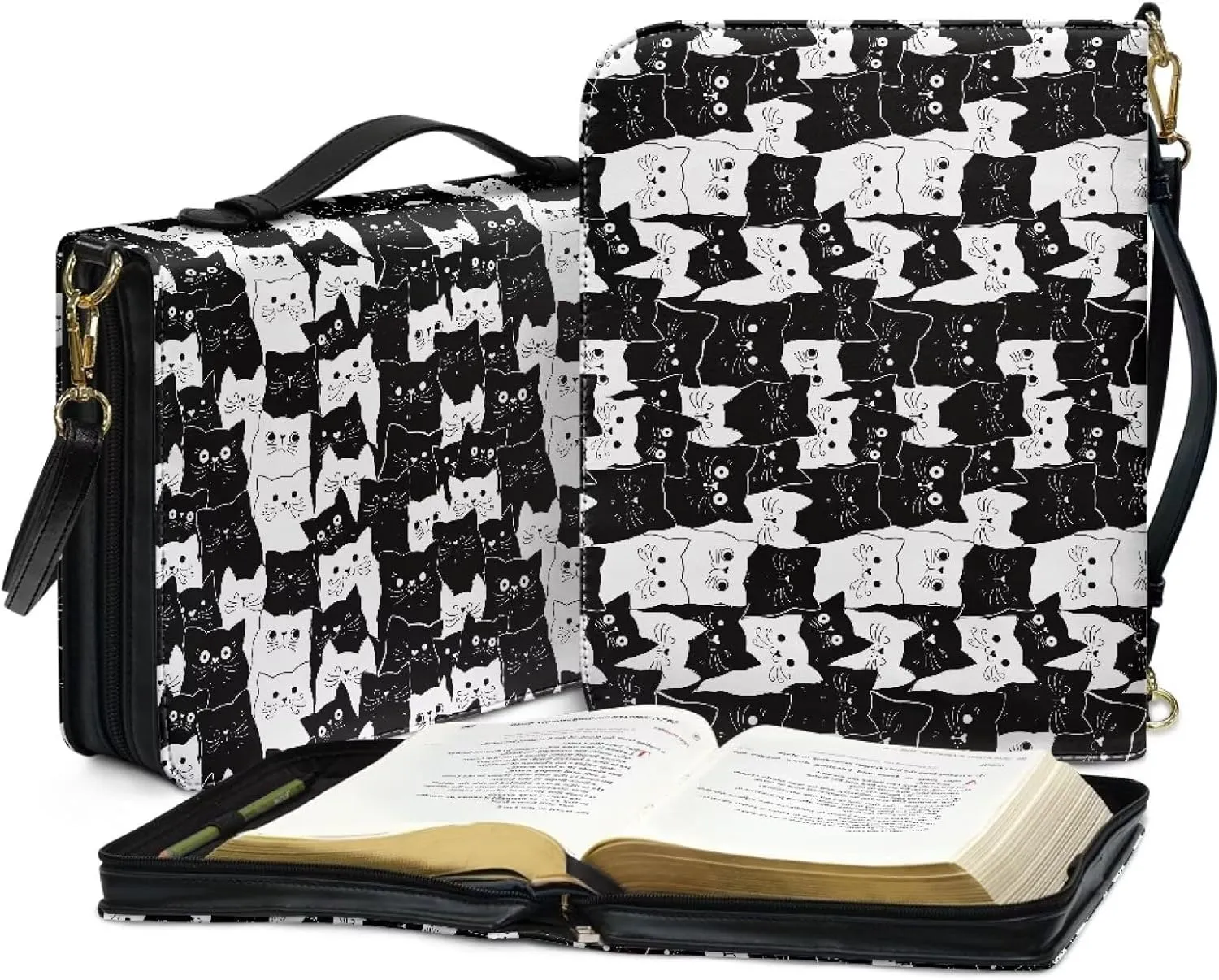 Lotusorchid Bible Cover Bag for Women, Men Bible Accessories with Handle, Bible Carrier Tote with Detachable Shoulder Strap