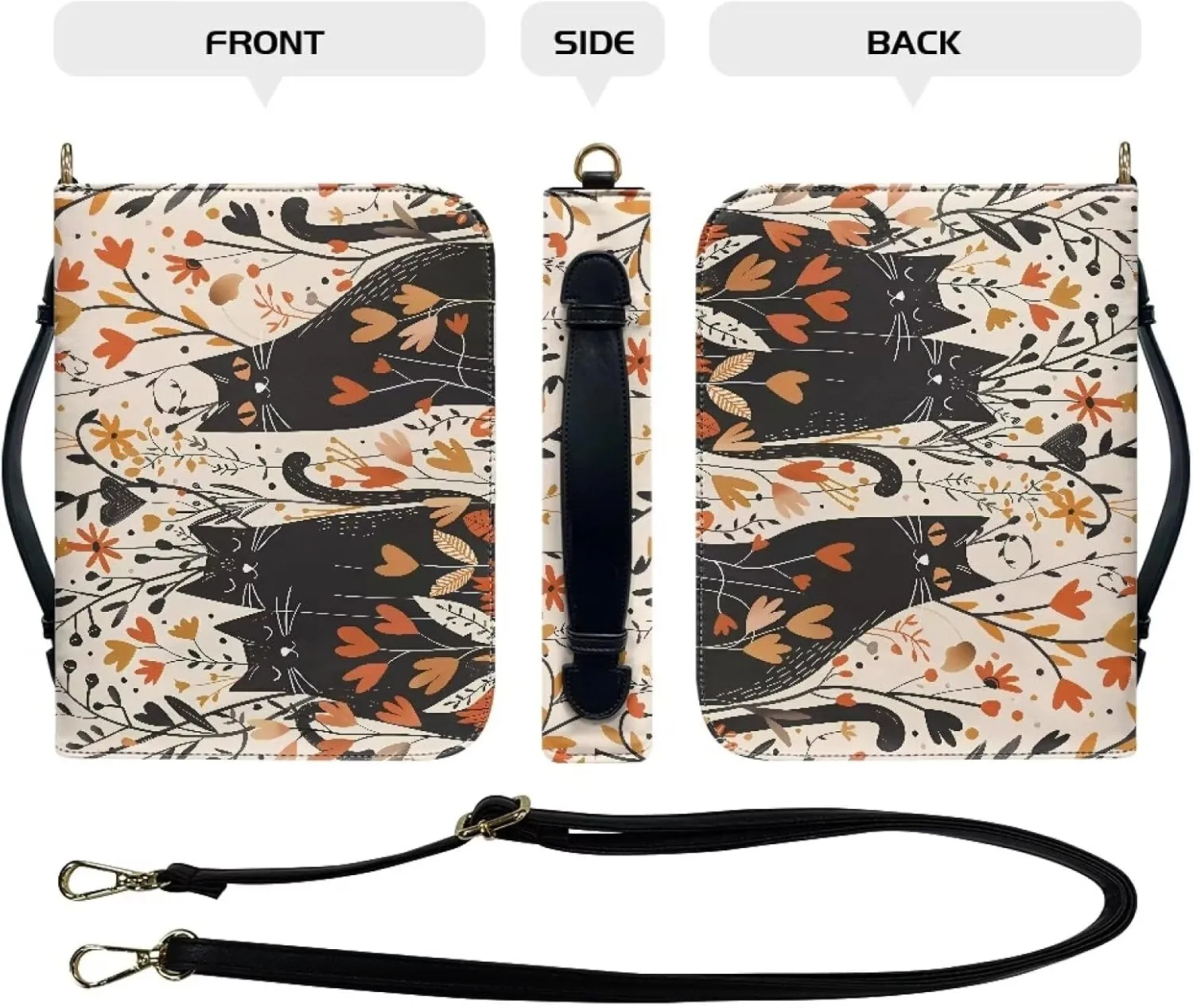 Lotusorchid Bible Cover for Women, Bible Book Cover for Men with Pocket, Bible Tote Bag with Detachable Shoulder Strap