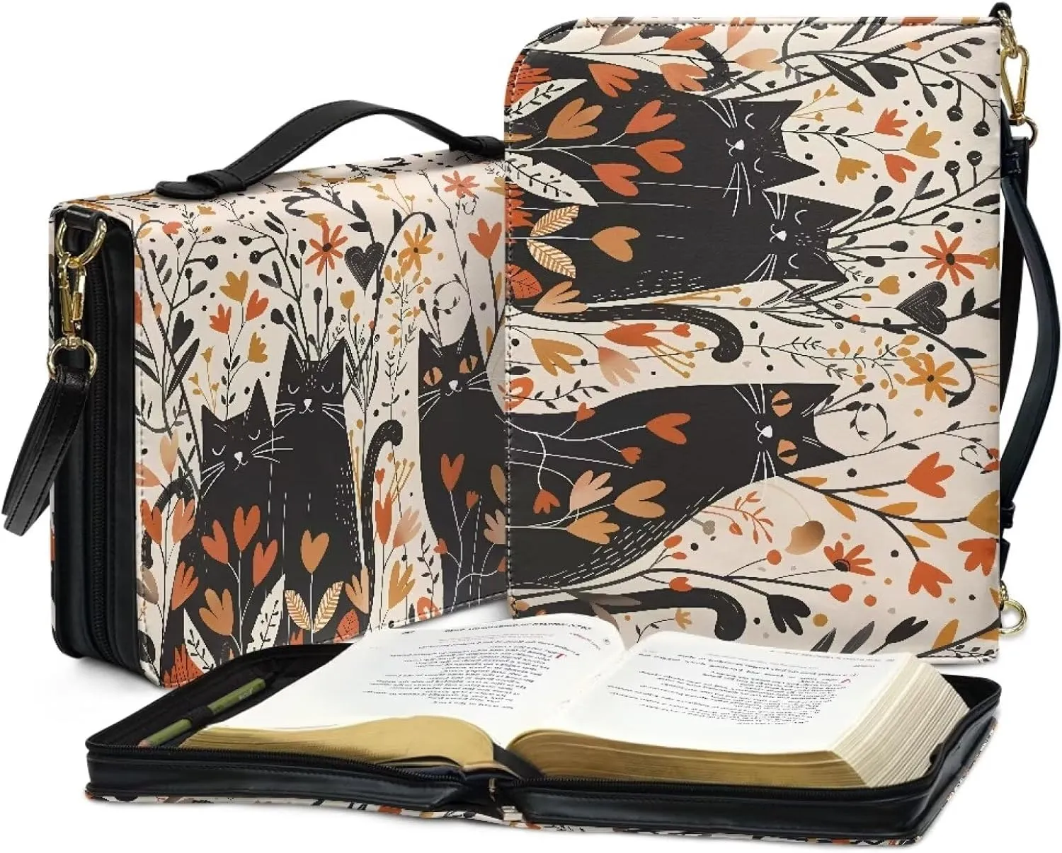 Lotusorchid Bible Cover for Women, Bible Book Cover for Men with Pocket, Bible Tote Bag with Detachable Shoulder Strap