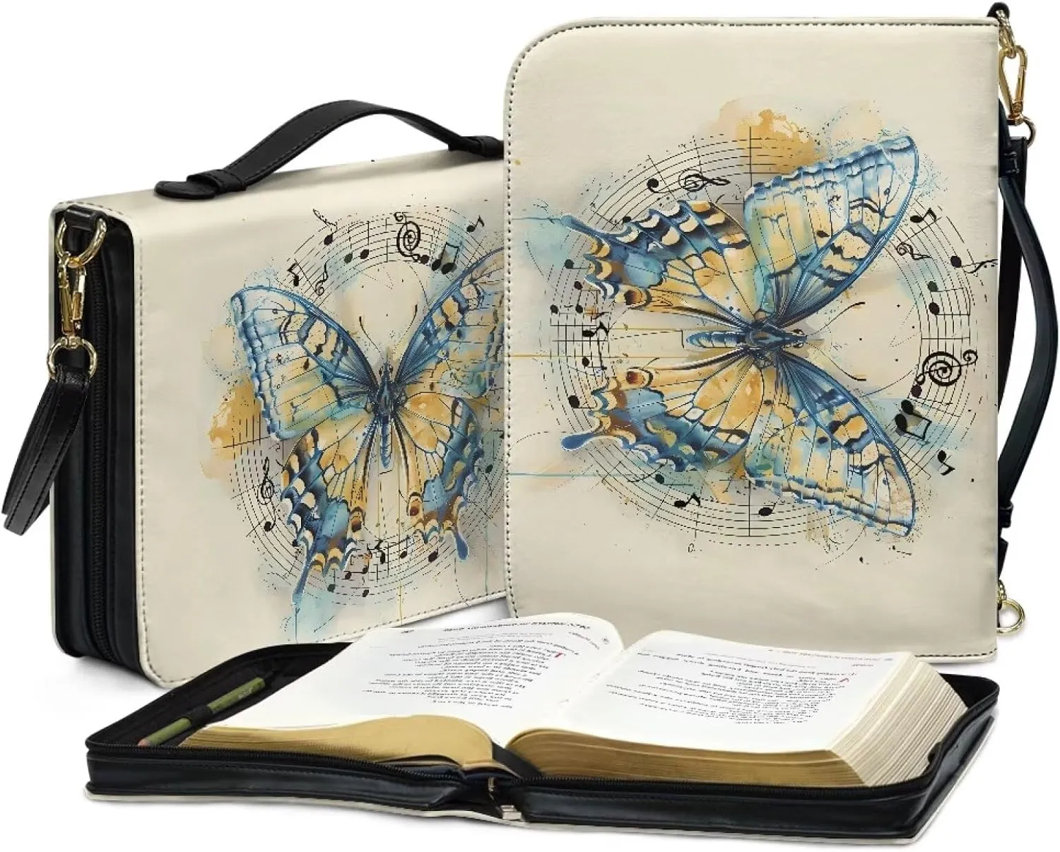 Lotusorchid Bible Cover for Women, Bible Book Cover for Men with Pocket, Bible Tote Bag with Detachable Shoulder Strap