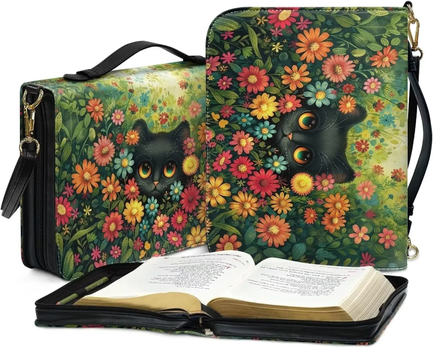 Lotusorchid Church Bible Bag for Women, Bible Cover Case for Men, Large Bible Accessories with Detachable Shoulder Strap