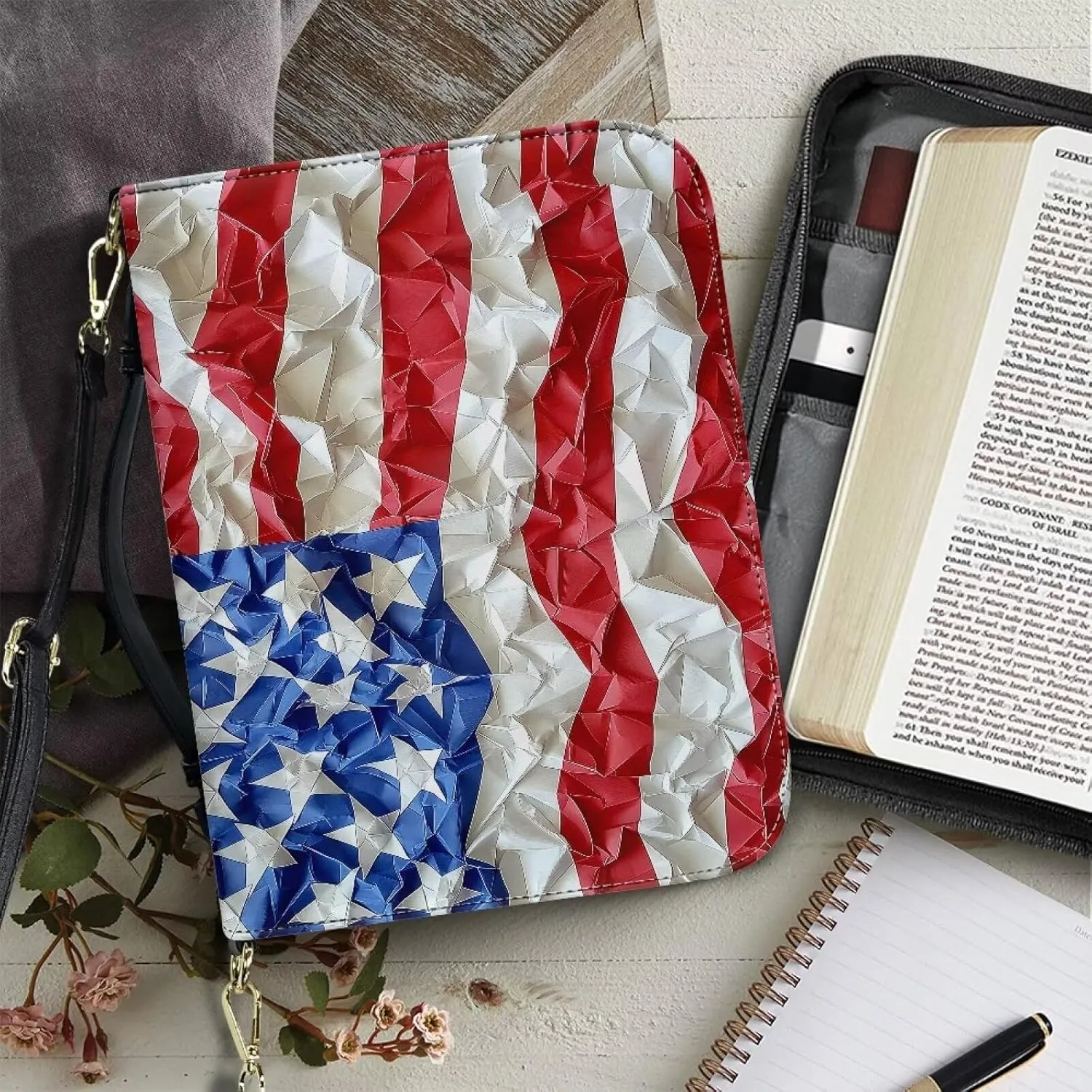 Lotusorchid Church Bible Bag for Women, Bible Cover Case for Men, Large Bible Accessories with Detachable Shoulder Strap