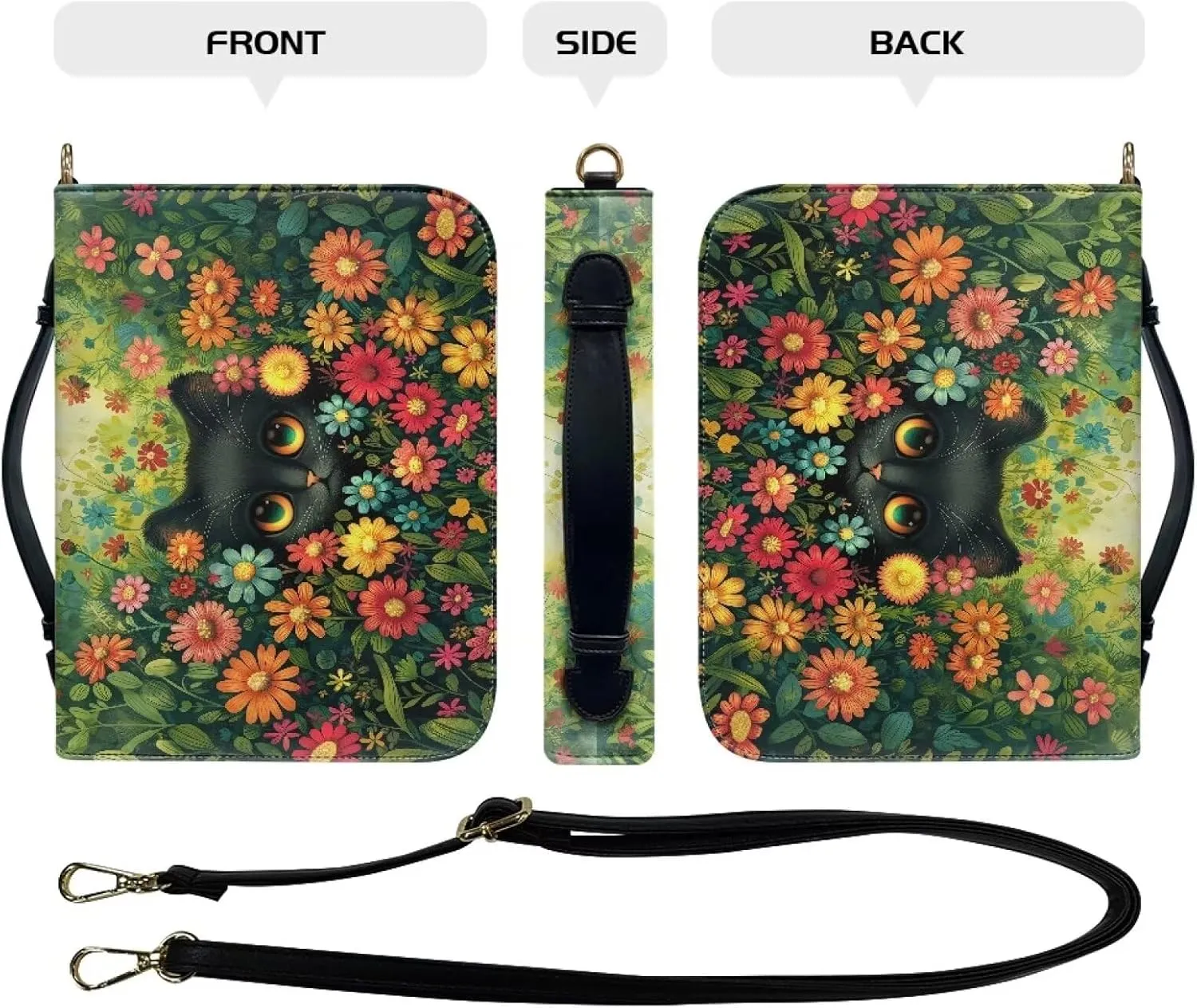 Lotusorchid Church Bible Bag for Women, Bible Cover Case for Men, Large Bible Accessories with Detachable Shoulder Strap
