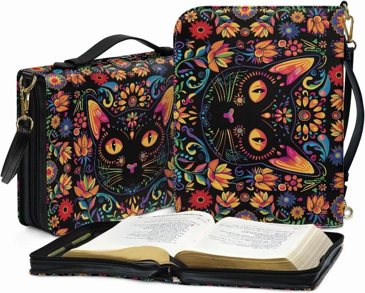 Lotusorchid Bible Case for Women, Bible Tote Bag for Men, Bible Accessories with Shoulder Strap
