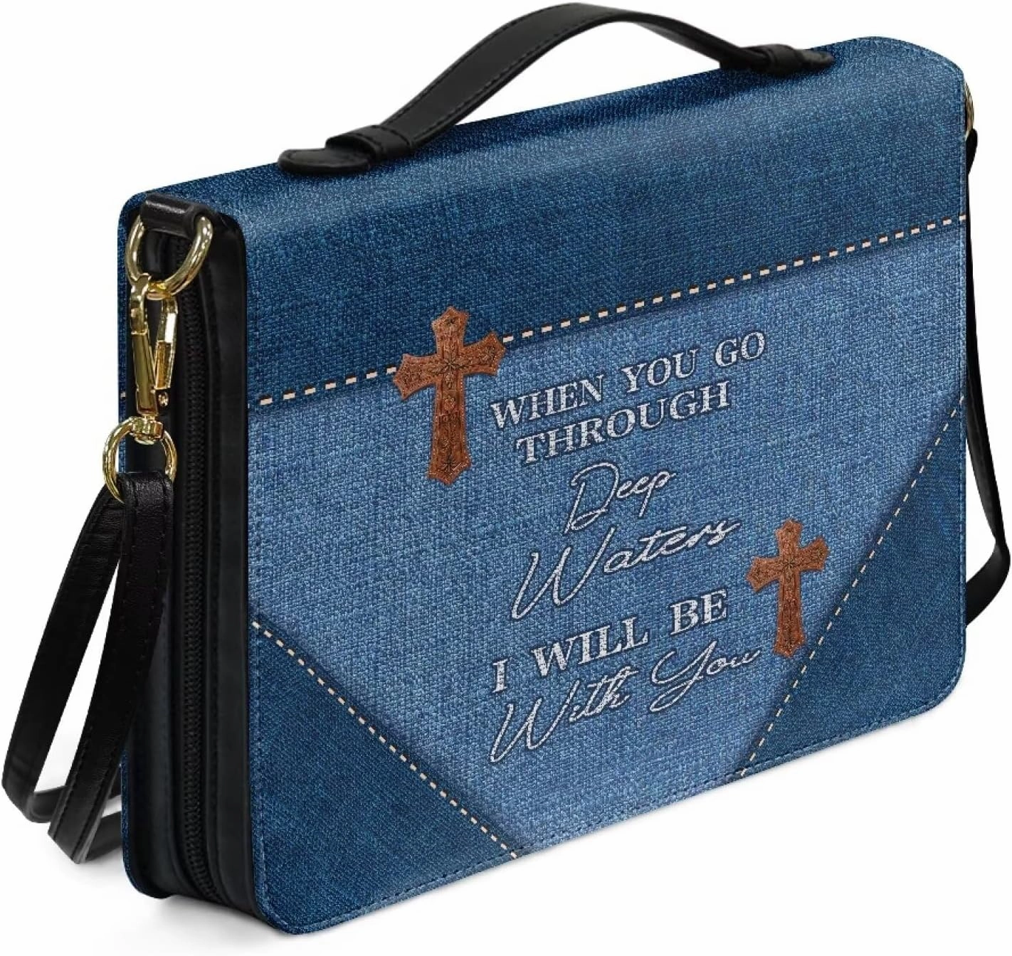 Lotusorchid Bible Cover Bag for Women, Men Bible Accessories with Handle, Bible Carrier Tote with Detachable Shoulder Strap