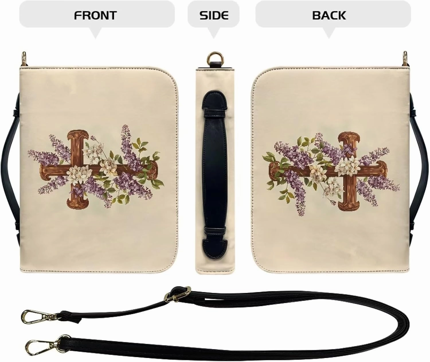 Lotusorchid Bible Cover Bag for Women, Men Bible Accessories with Handle, Bible Carrier Tote with Detachable Shoulder Strap