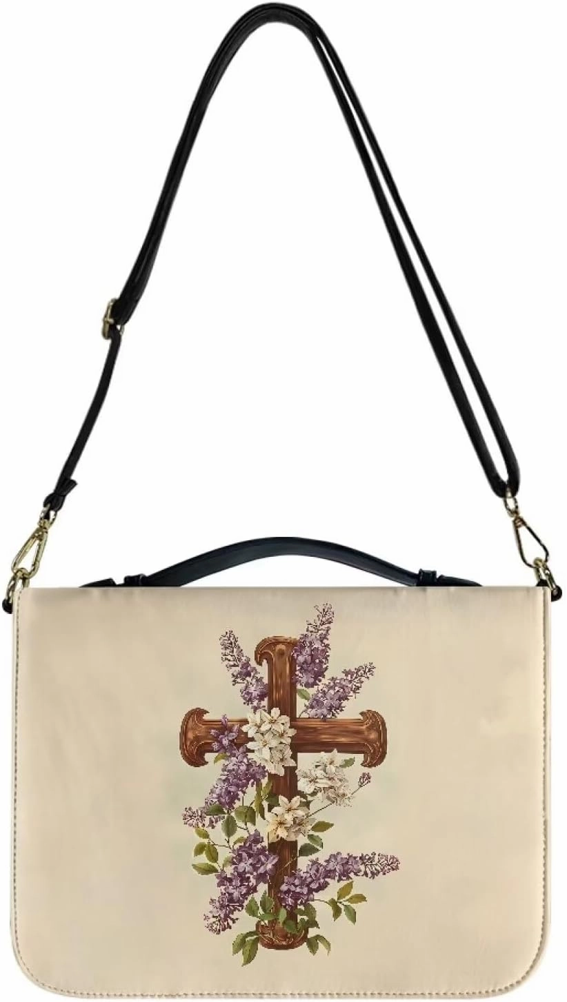 Lotusorchid Bible Cover Bag for Women, Men Bible Accessories with Handle, Bible Carrier Tote with Detachable Shoulder Strap