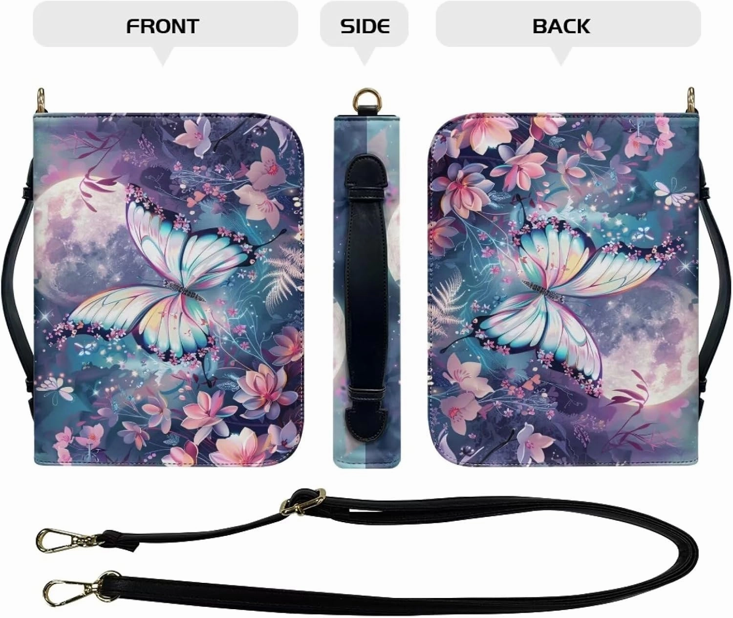 Lotusorchid Bible Cover Bag for Women, Men Bible Accessories with Handle, Bible Carrier Tote with Detachable Shoulder Strap