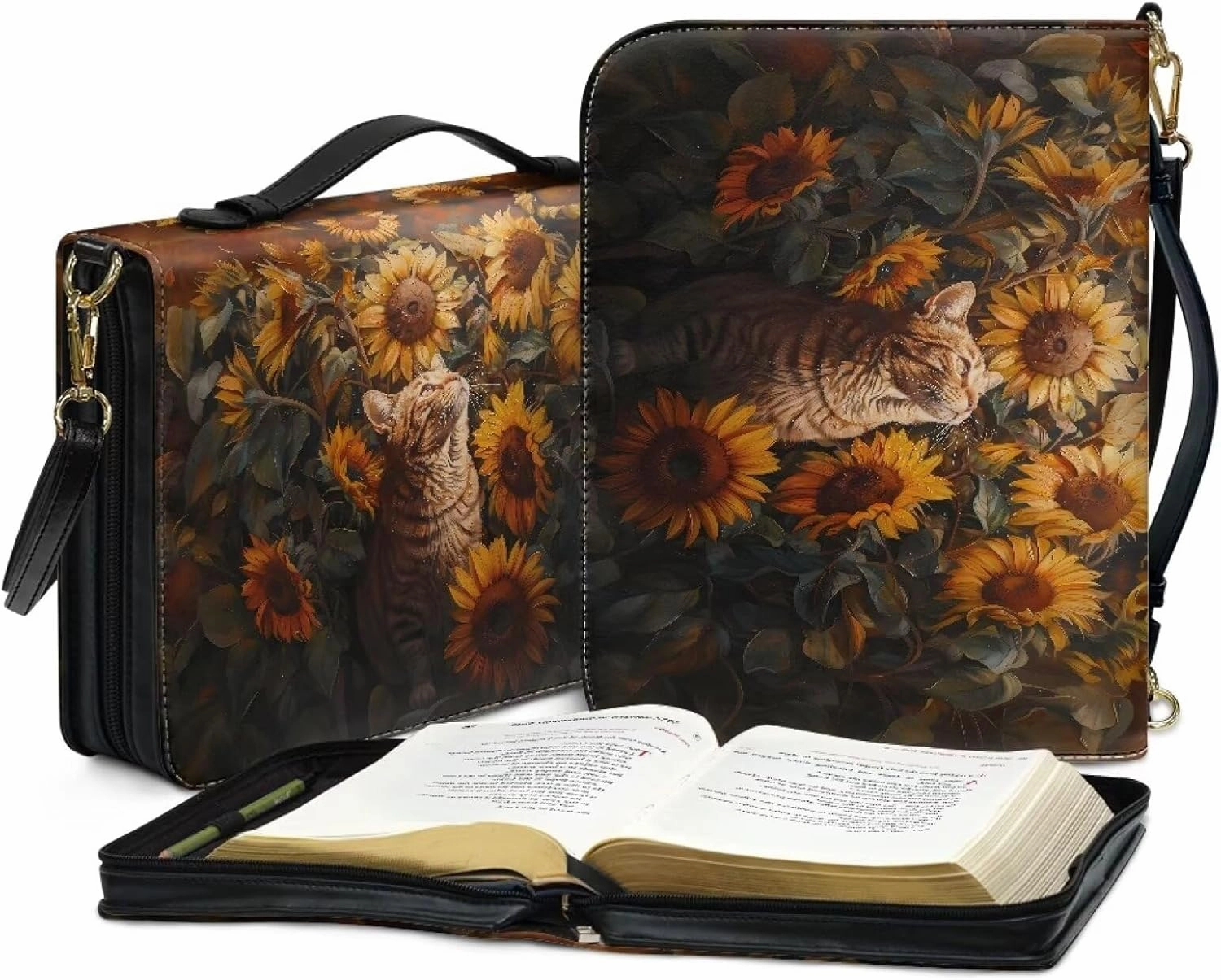 Lotusorchid Bible Cover Bag for Women, Men Bible Accessories with Handle, Bible Carrier Tote with Detachable Shoulder Strap