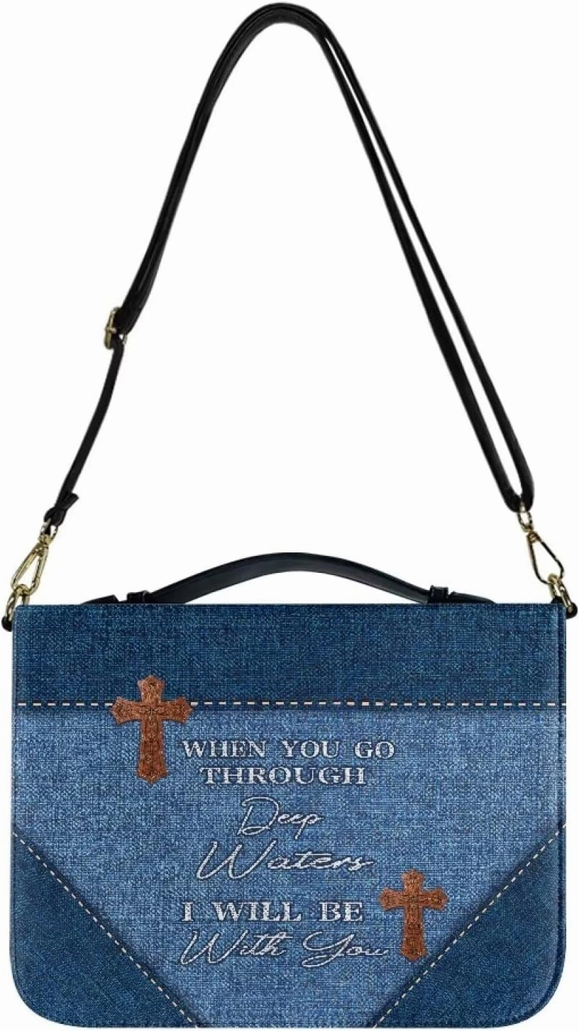 Lotusorchid Bible Cover Bag for Women, Men Bible Accessories with Handle, Bible Carrier Tote with Detachable Shoulder Strap