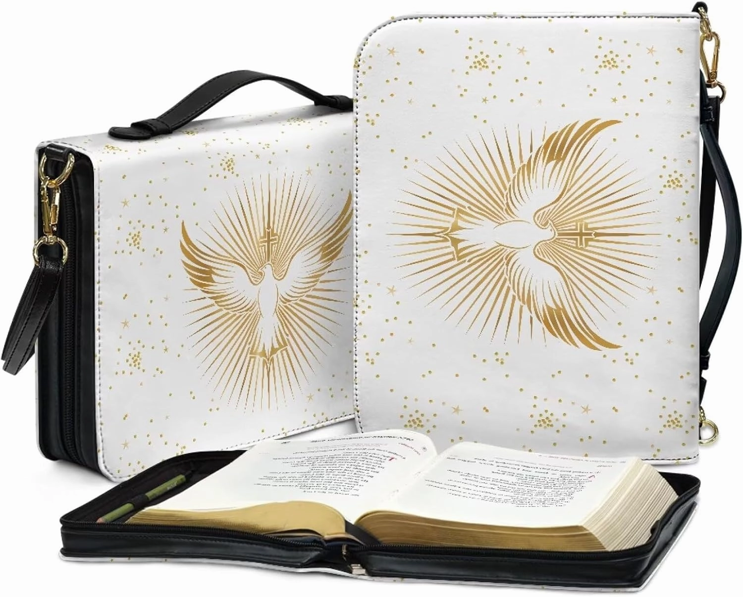 Lotusorchid Bible Cover Bag for Women, Men Bible Accessories with Handle, Bible Carrier Tote with Detachable Shoulder Strap