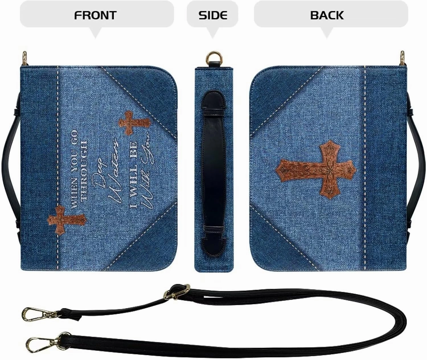 Lotusorchid Bible Cover Bag for Women, Men Bible Accessories with Handle, Bible Carrier Tote with Detachable Shoulder Strap