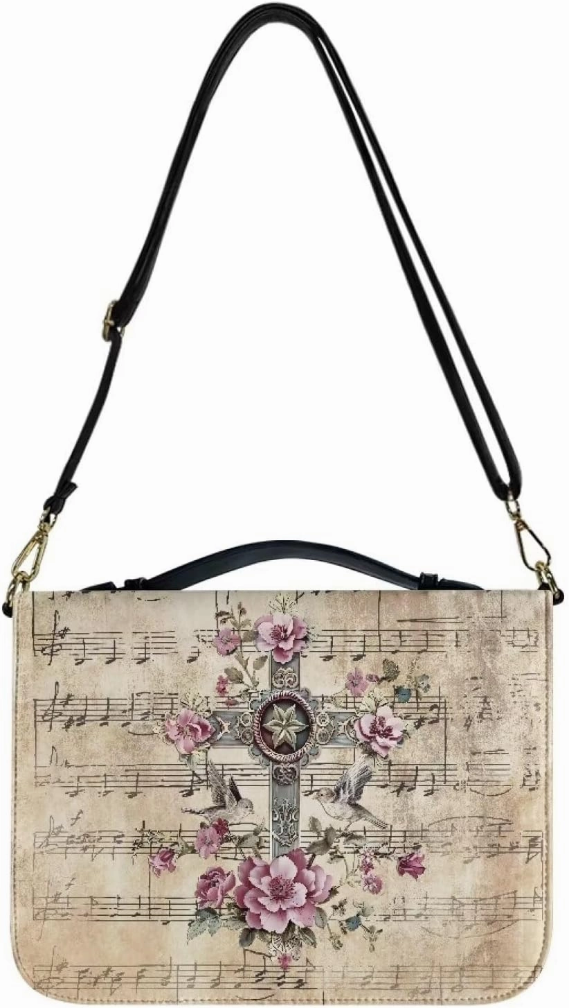 Lotusorchid Bible Cover for Women, Bible Book Cover for Men with Pocket, Bible Tote Bag with Detachable Shoulder Strap